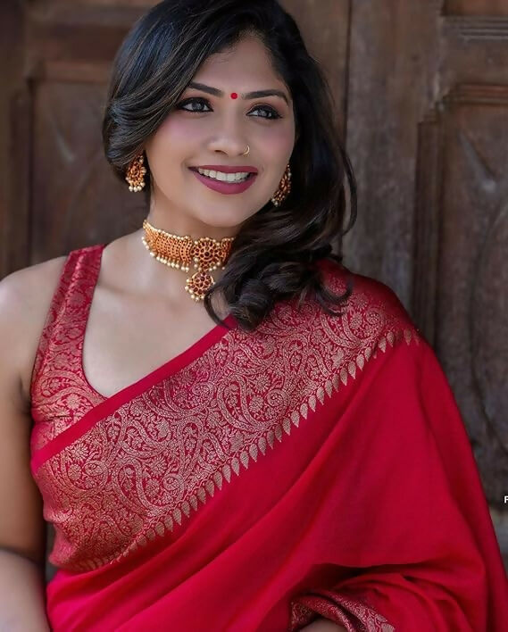 AXONIT Emerald Elegance Jacquard Silk Saree with Rich Gold Zari Pallu
