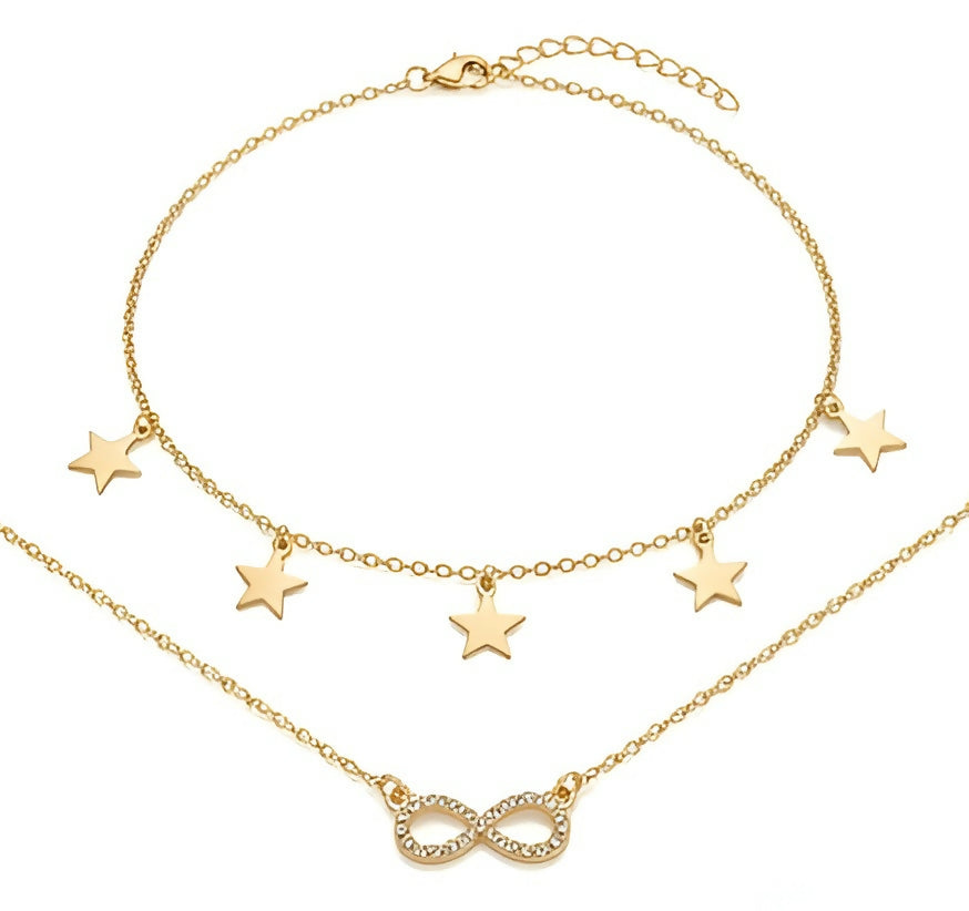 Infinity & Star Charm Necklace Set (2 Pieces)