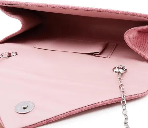 Pink Framed Foldover Clutch Detachble Chain Sling StrapLadies Purse Fort Women's - HalfPe