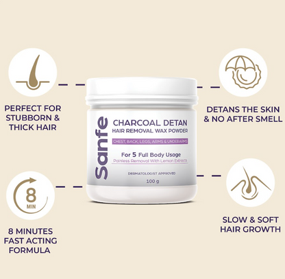 Sanfe Charcol Detan Hair removal powder