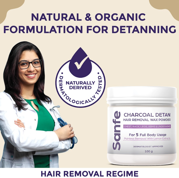 Sanfe Charcol Detan Hair removal powder
