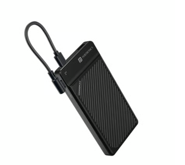 Portronics Luxcell Stride 10 10000mAh Power Bank with 22.5W Fast Charging, Built-in Cable & Compact Portable Design Halfpe Deals