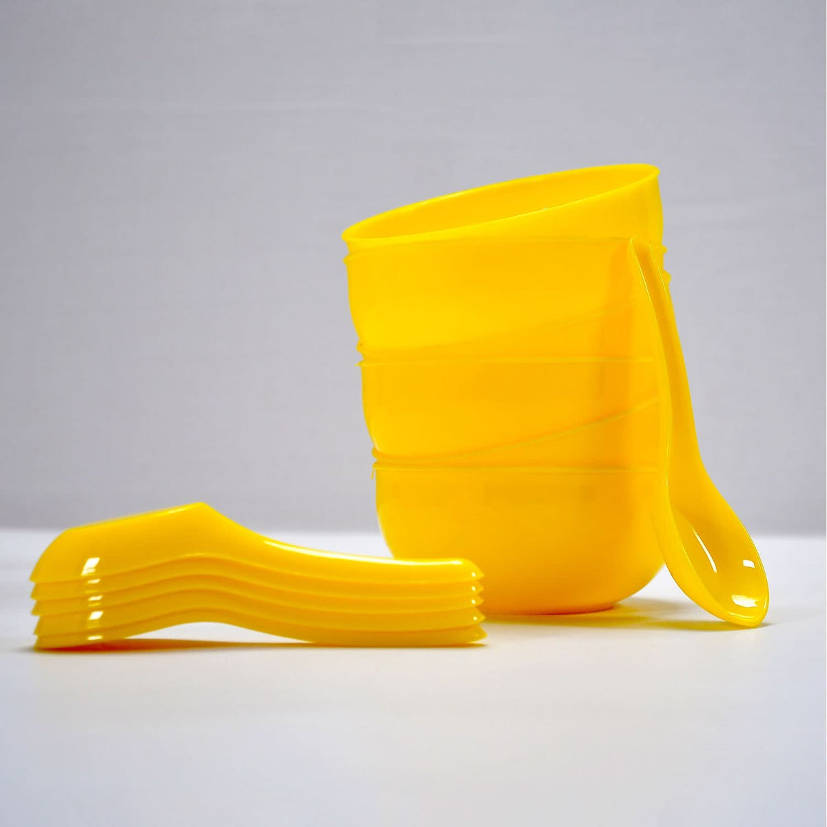 Soup Bowl Spoon Set Plastic For Kitchen  Home Use HP DD