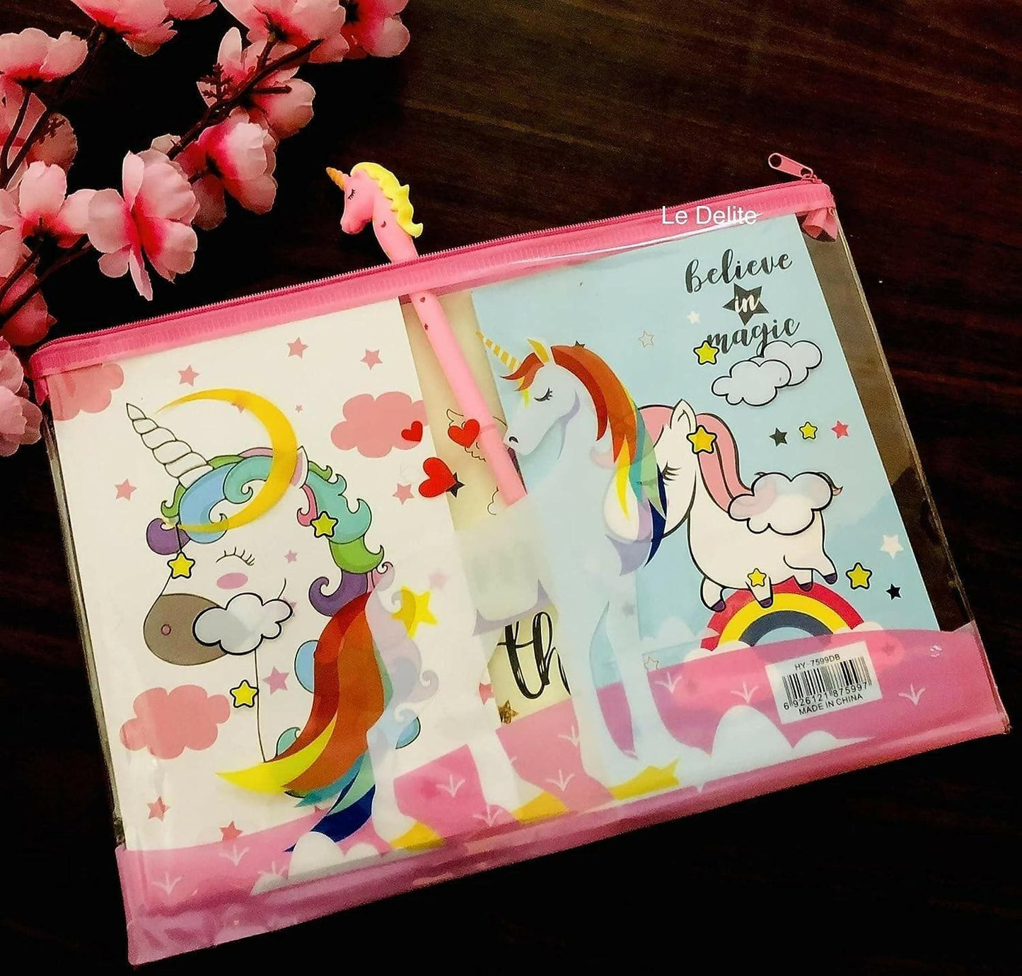 Unicorn Theme Mini Diary , Pen With Pouch - HalfPe