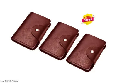 (set of 3)Button Brown Men's Women's Card Holdar Debit Credit  Card slot Most Selling Low Price Product 