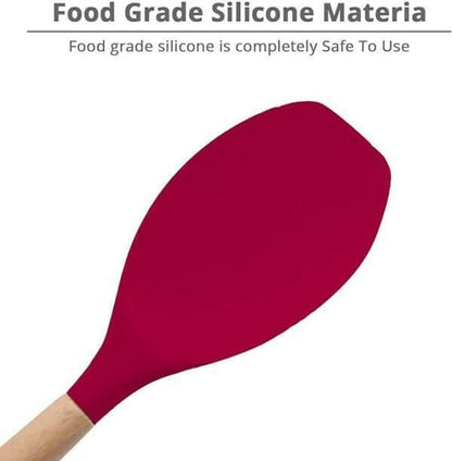 P-plus international premium silicone spatula Flexible & Heat Resistant Rubber Spatula with Wood Handle(red) - HalfPe