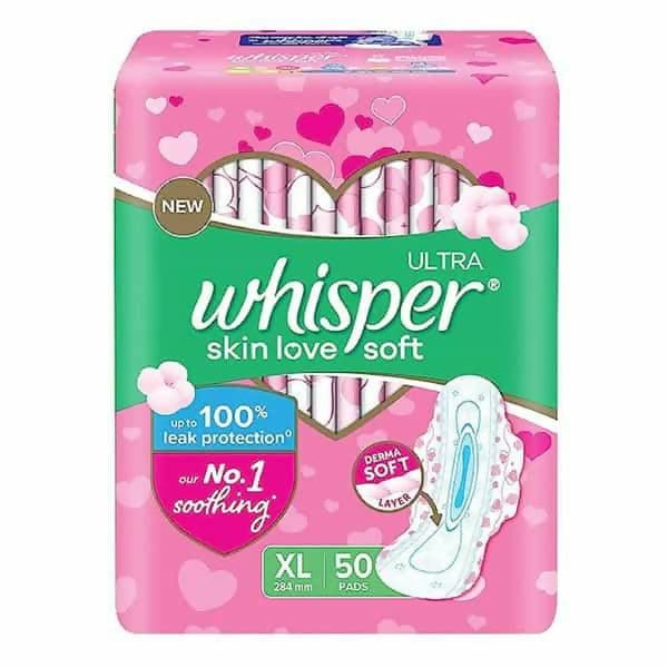 New Whisper Ultra Soft XL 50 (284mm) Sanitary Pads - HalfPe