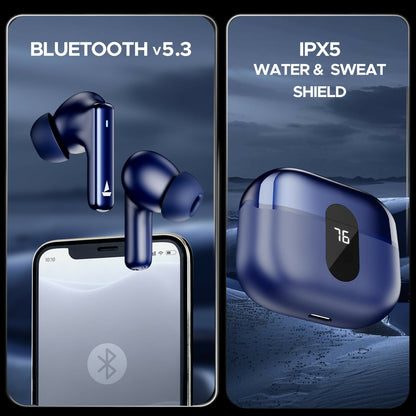 Boat Airdopes Plus 318 with  Bluetooth &  TWS Ear Buds Wireless Earphones with mic (Starry Blue)