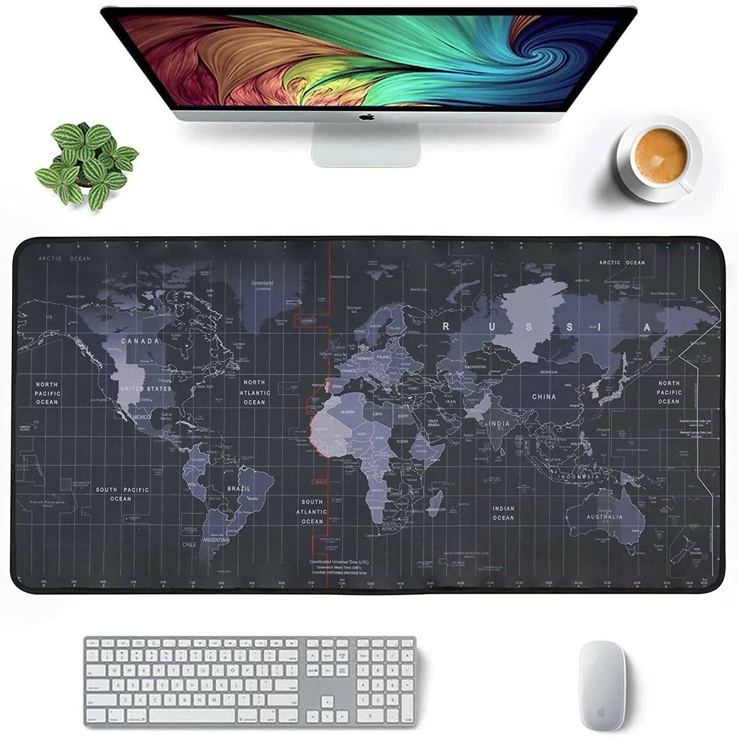 World Map Desk Mat & Mouse Pad (80×30 cm) Large Non-Slip, Water-Resistant Desk Pad with Smooth Surface Printed Keyboard & Mouse Mat for Office & Home Use