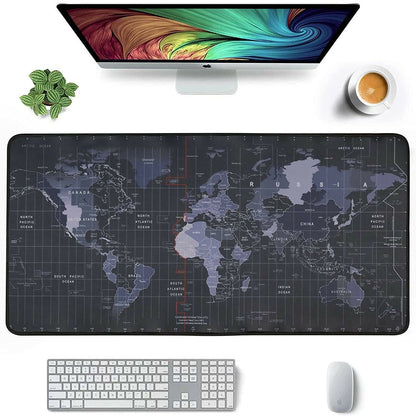 World Map Desk Mat & Mouse Pad (80×30 cm) Large Non-Slip, Water-Resistant Desk Pad with Smooth Surface Printed Keyboard & Mouse Mat for Office & Home Use