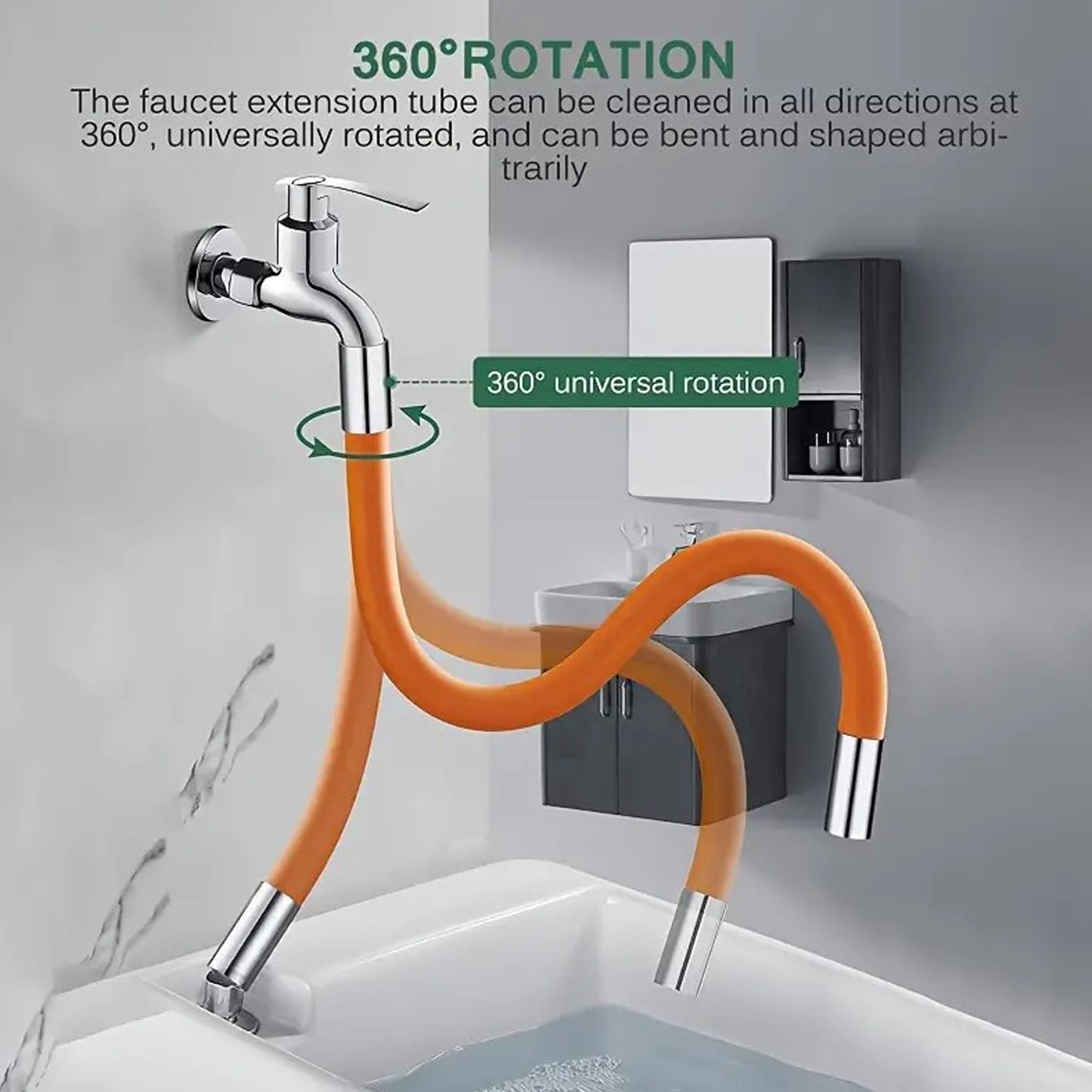 Flexible Water Tap Extender Universal Foaming Extension Tube With Connector 360 Free Bending Faucet Extender Adjustable Sink Drain Extension (18cm)