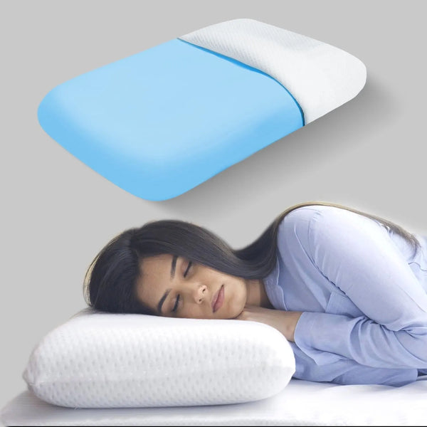 Sleepsia Orthopedic Cooling Gel Memory Foam Pillow | Cervical Pillow for Neck and Shoulder Pain Relief Support Bed Sleeping (Standard,White)