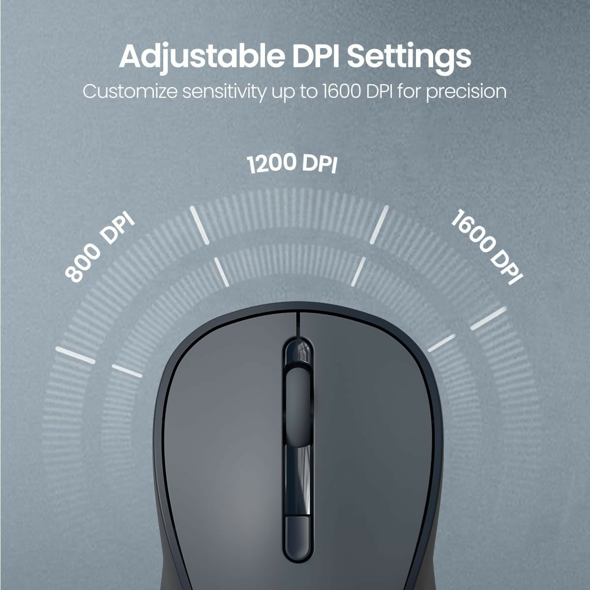 Portronics Toad 34 Wireless Mouse with 2.4 GHz Wireless, Adjustable Sensitivity, USB Receiver, Ergonomic Design, for Laptops, Desktops PC, Mac (Black)