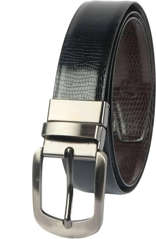 ZEVORA Men Casual, Evening, Formal, Party Black Genuine Leather Reversible Belt - HalfPe