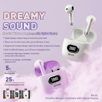 Wk-WS01-Earbuds(White) - HalfPe