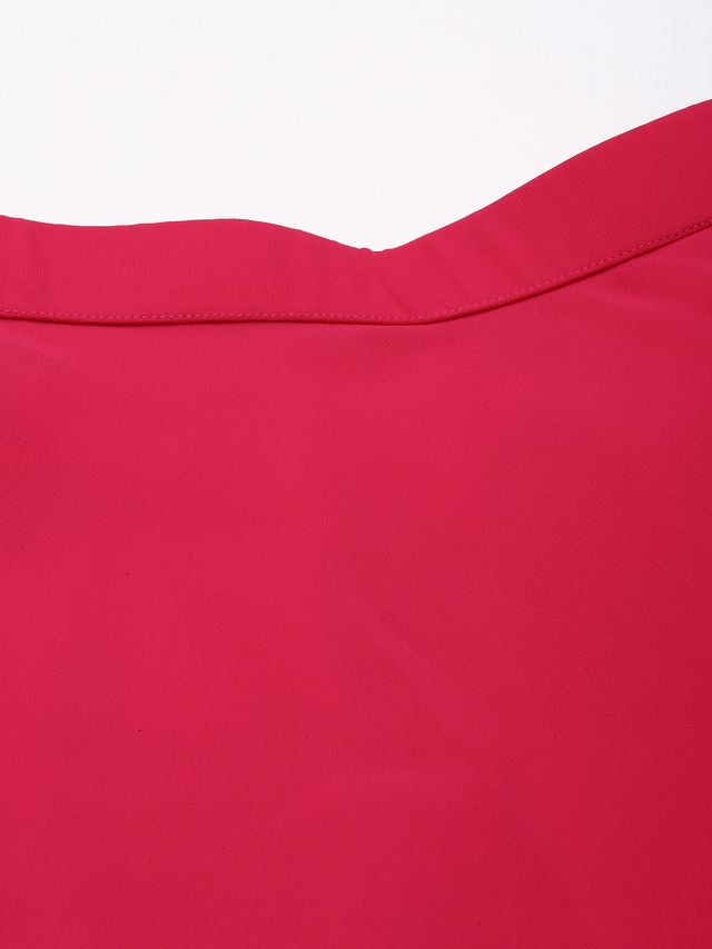 Bollywood Vogue Ready To Wear Hot Pink Georgette Embroidered Crop Top Skirt Set