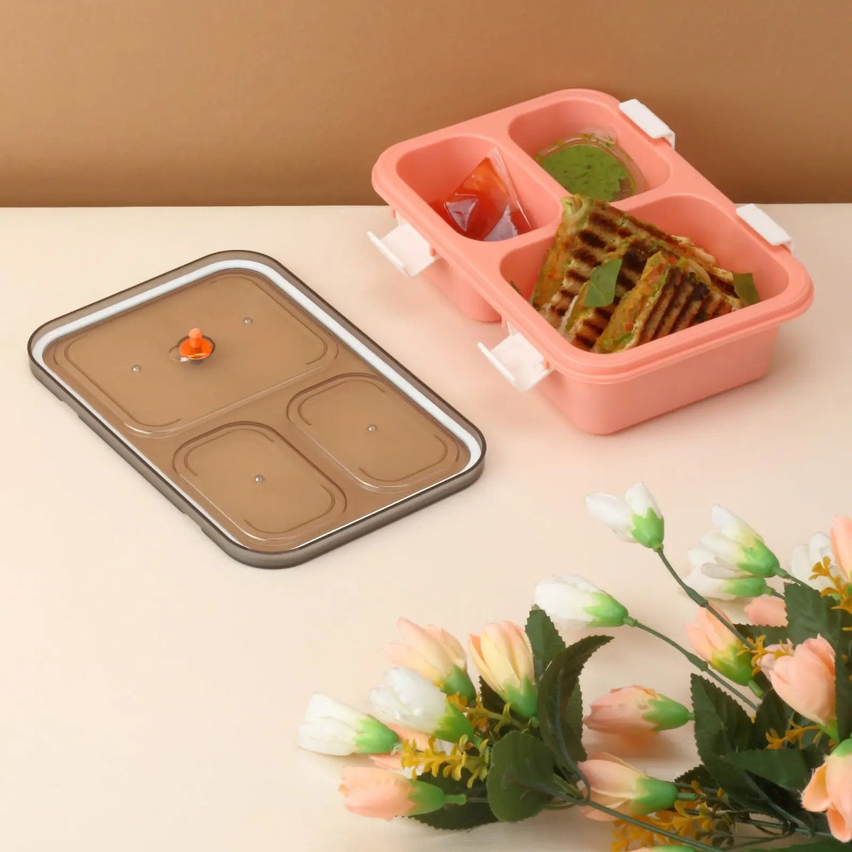 Plastic Lunch Box For Kids Lunch Box For Kids 3 Compartment Insulated Lunch Box Tiffin Box For Boys Girls School  Office Men (3 Compartment Lunch Box) HP DD