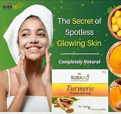 SUBAXO Turmeric Bath Glycerine For Soft & Clear Skin Soap Pack (4x75g,Pack Of 4) - HalfPe