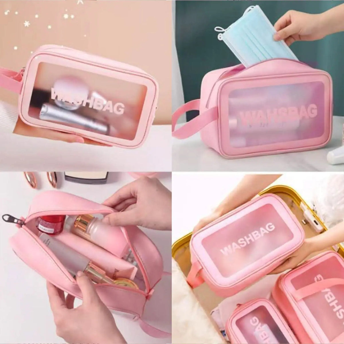 Set of 3 Cosmetic Pouches – Travel Makeup & Toiletry Bags HP DD