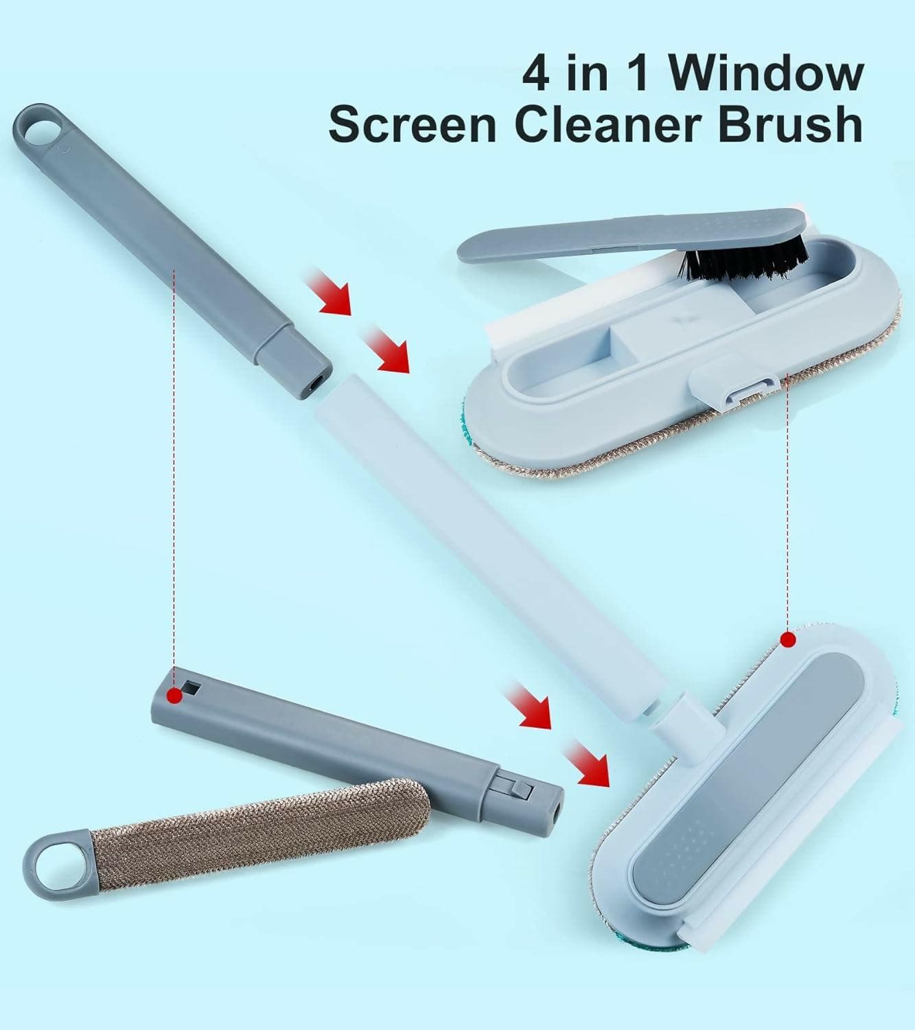 Window Screen Cleaner Brush Mini Squeegee 4-in-1 Multifunctional Cleaning Brush - HalfPe