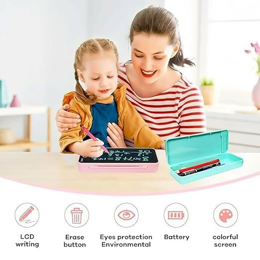 Multifunctional Writing Tablet & Geometry Box for Kids – Smart Pencil Box with LCD Writing Pad, Compass Set & Stationery Organizer – All-in-One School Supply Kit for Boys & Girls