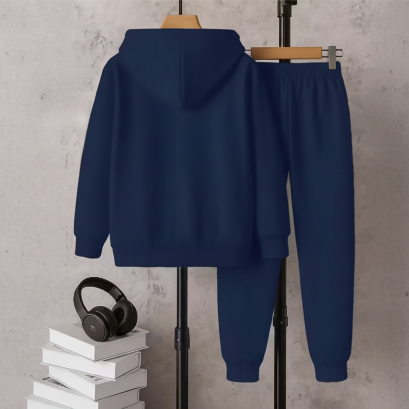 Kids Hooded Sweatshirt & Jogger Set – Superior Duck Graphic Printed Winter Wear (Blue) Luck Fashion