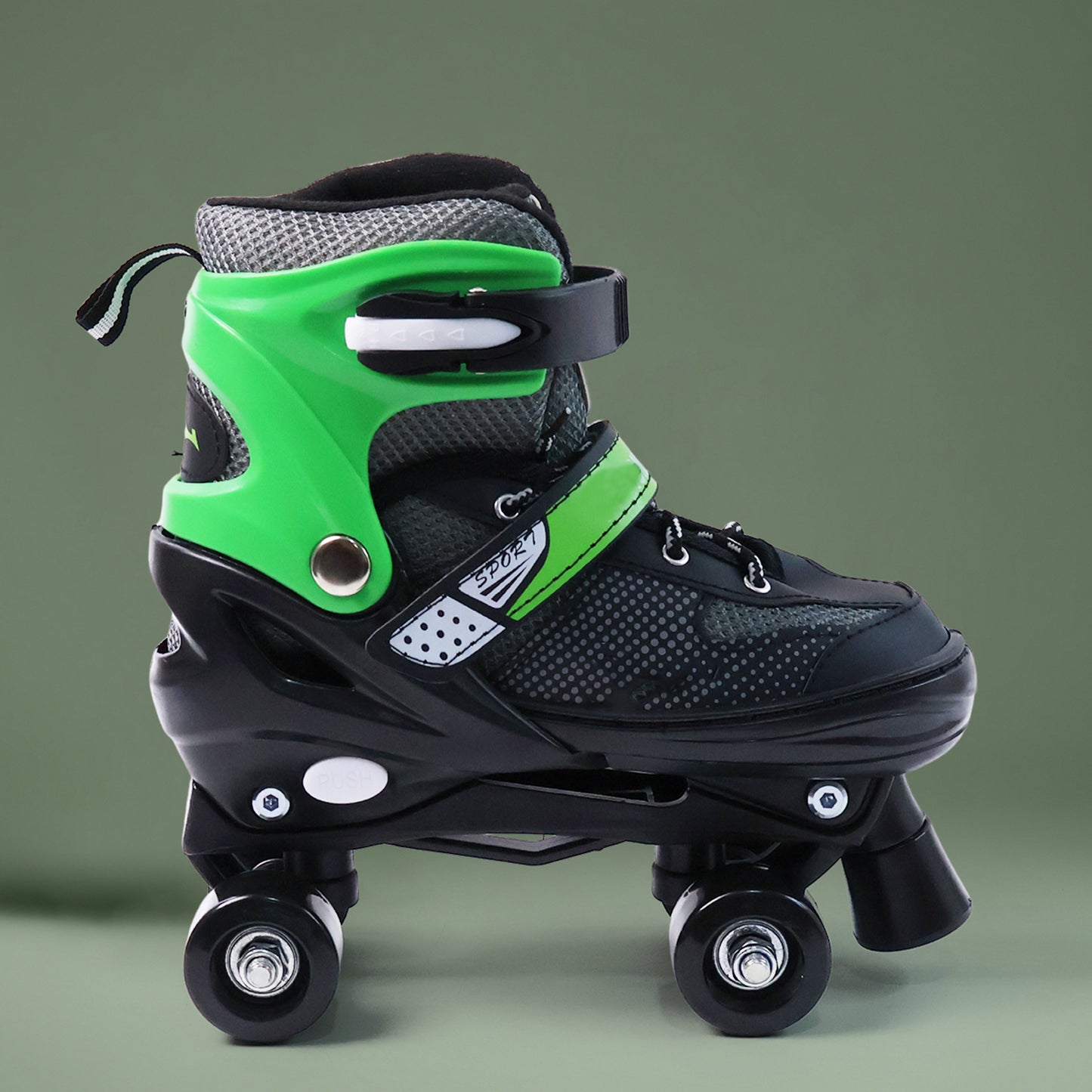 Adjustable Quad Roller Skates for Kids with Large Size Inline Skating Shoes with Safety Buckle & Strap (Large  1 Pair)