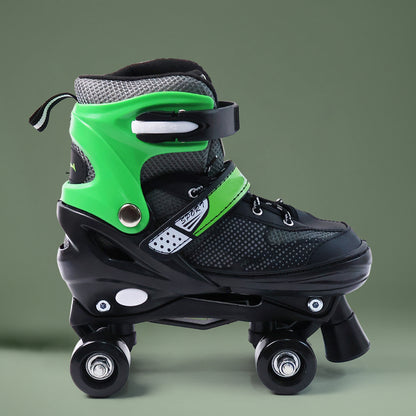 Adjustable Quad Roller Skates for Kids with Large Size Inline Skating Shoes with Safety Buckle & Strap (Large  1 Pair)