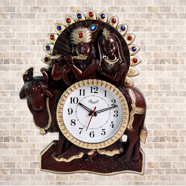 Analog Wall Clock with Radha Krishna Frame – Stylish & Spiritual Décor