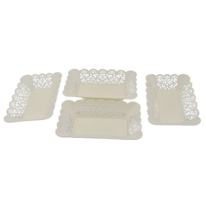 Rectangle Plastic Dinner Plate Set (8 Pcs) – Durable Serving Trays for Home, Restaurant & Office