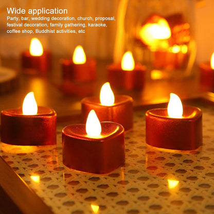 Heart Shaped Led Tea Light Candles (Mix Color  12 Pc)