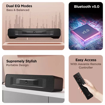 boAt Aavante Bar 503 | 10W RMS Bluetooth Soundbar with Dual EQ Modes, 4.5H Playback & Built-in Mic