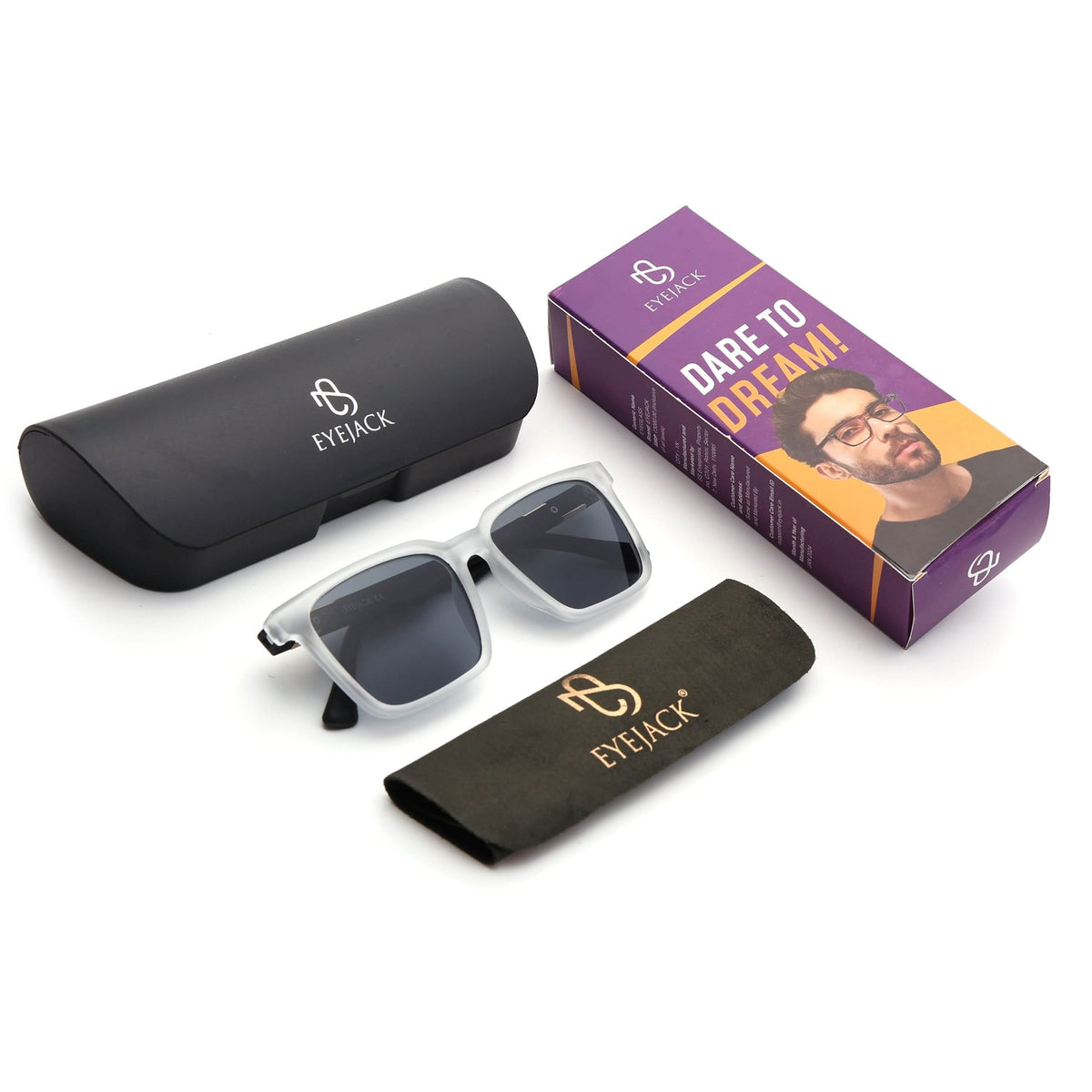 Eyejack Grey Square Sunglasses for Men and Women - Style 1076 - detail view