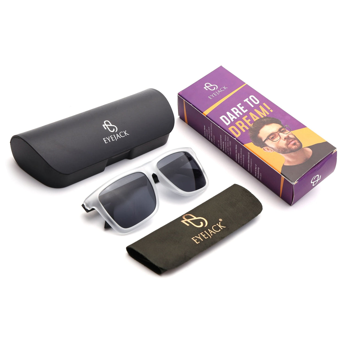 Eyejack Grey Wayfarer Sunglasses for Men and Women - Style 1070 - detail view