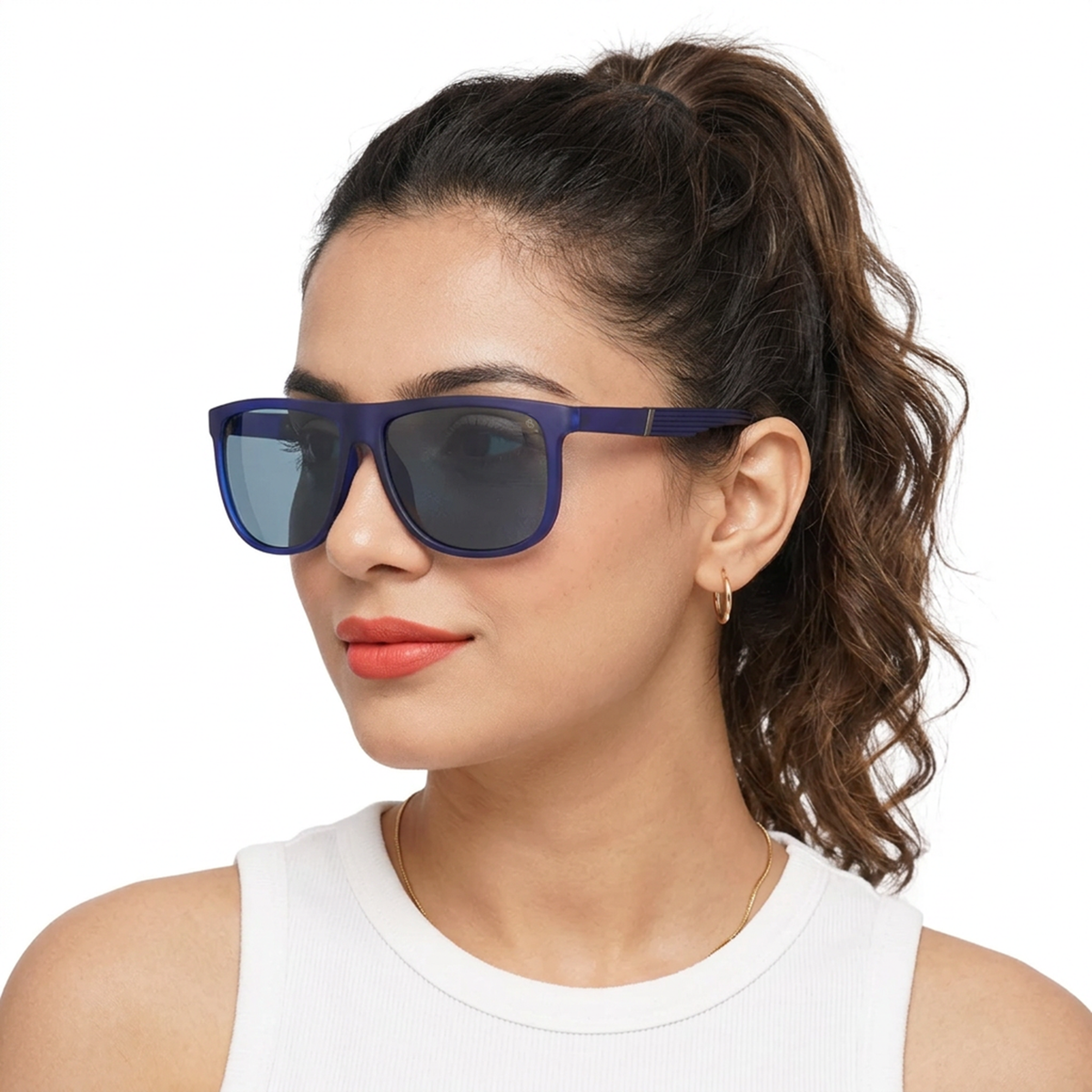 Eyejack Blue Wayfarer Sunglasses for Men and Women - Style 1072 - worn by a male model (image 3)
