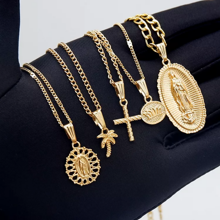 Golden Glamour & Pearls: 5 Layer Zeus Chain Necklace Set of 2 Elegant Jewelry Set for Women pinapes