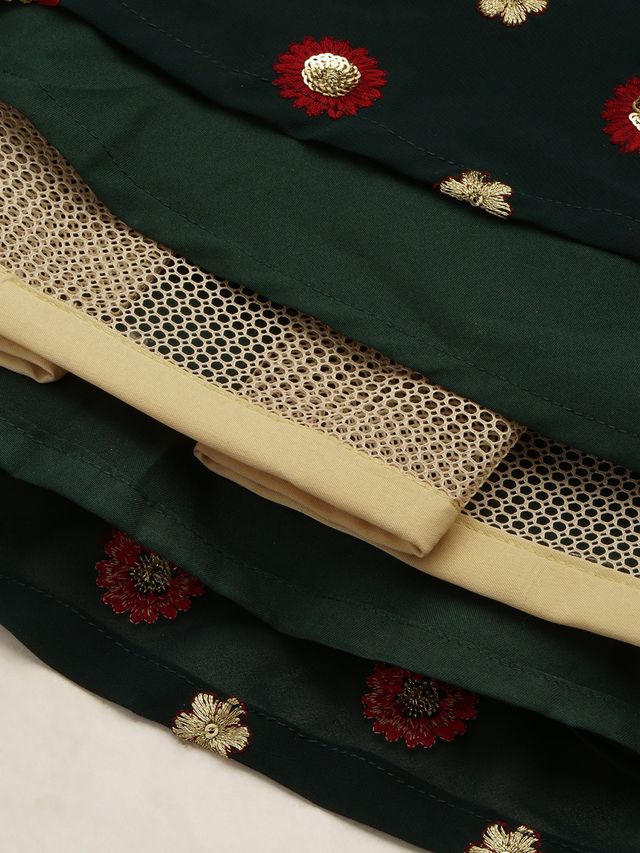 Bollywood Vogue Ready To Wear Green Crop Top N Skirt Co Ords