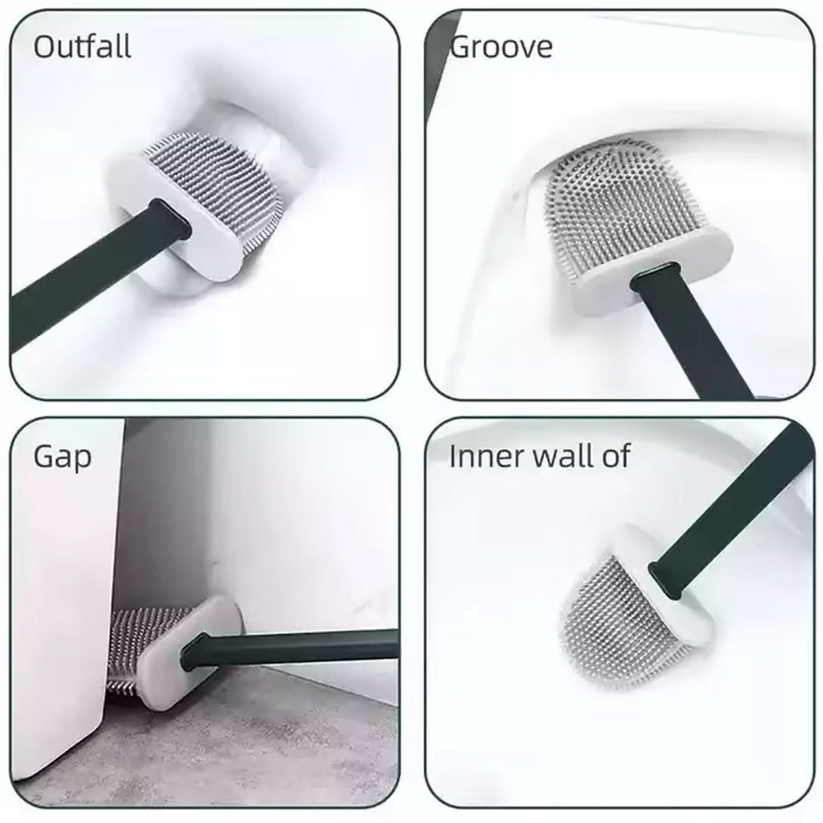 Portable Silicone Toilet Brush With Holder Flex Toilet Brush - Pack Of 1 HP DD