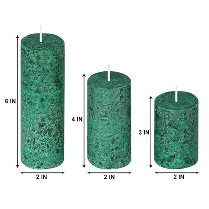 PROSPERRO LUMO Paraffin Wax By Parkash Candles Set Of 3 Fragrance Pillar Candles Marble Finish (Mogra Fragrance), Paraffin Wax - HalfPe