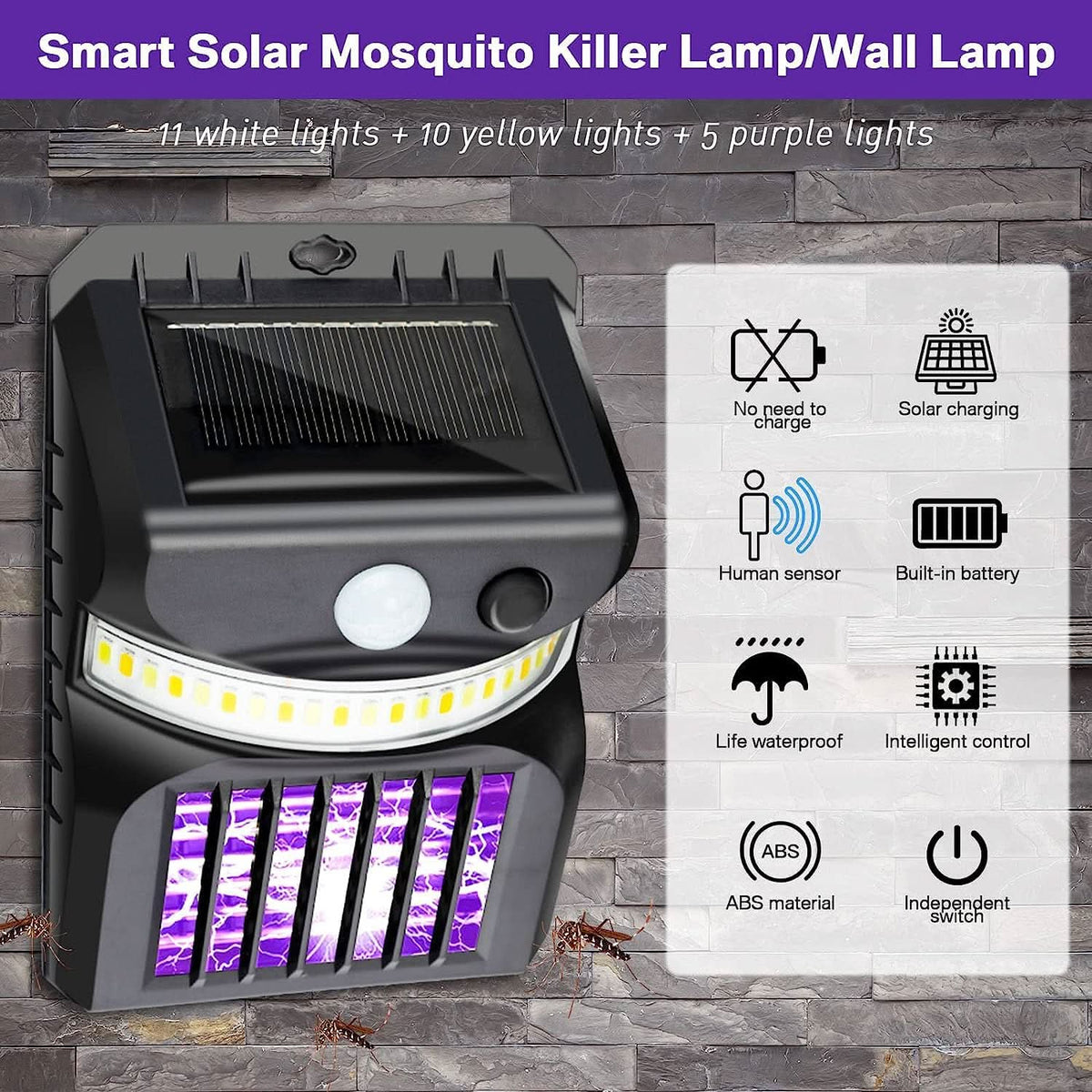 Bug Zapper Outdoor 2 In 1 Solar Mosquito Zapper Lamps (1 Pc) HP DD
