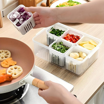 Fridge Storage Boxes Container For Kitchen Storage & Set Storage In Kitchen Vegetable Storage Draining Crisper Refrigerator Food Box (1 Pc)
