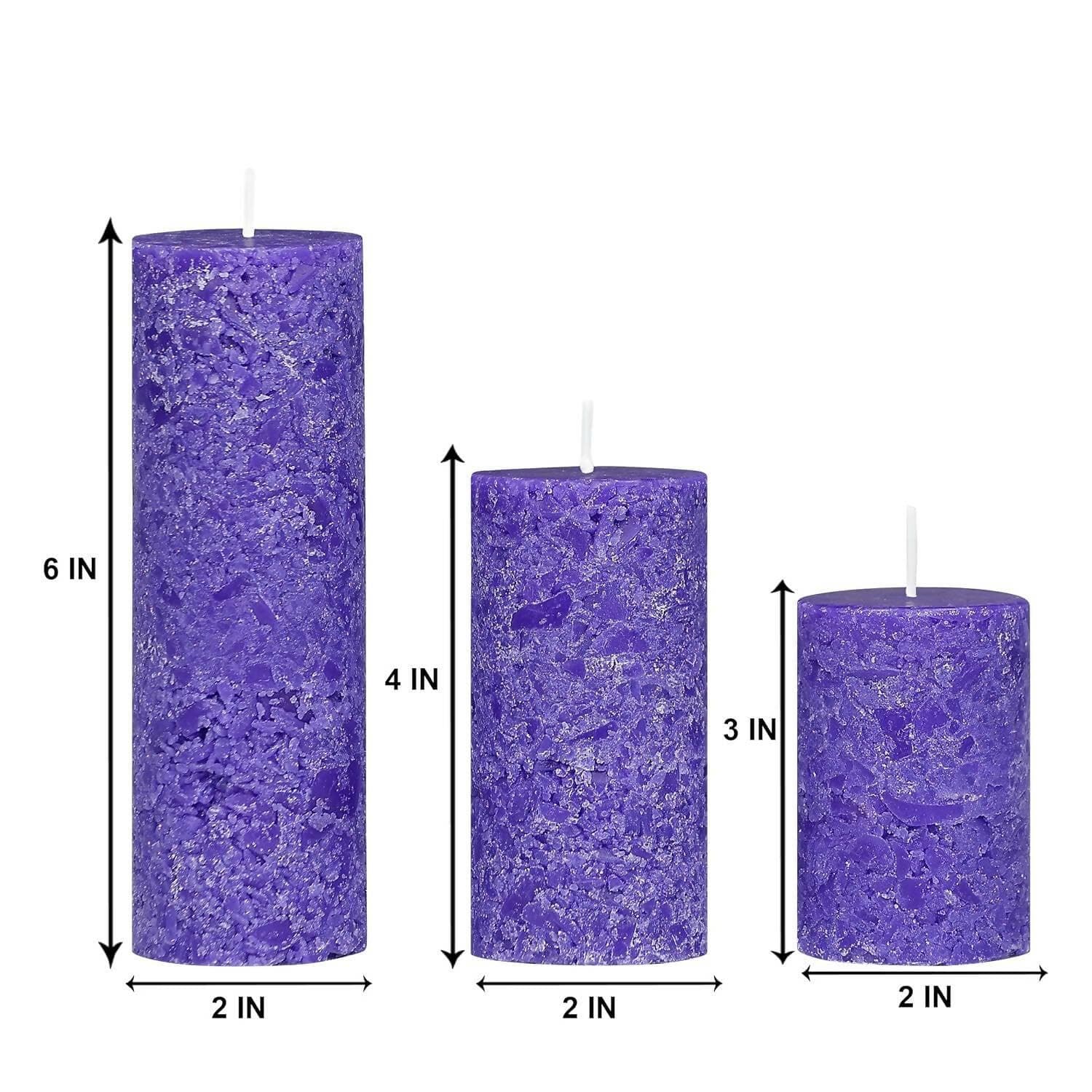 PROSPERRO LUMO Paraffin Wax By Parkash Candle Set of 3 Fragrance Pillar Candles Marble Finish (Lavender Fragrance) - HalfPe