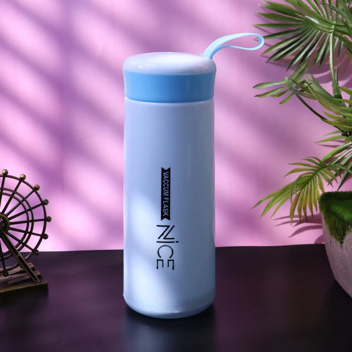 Plastic Vacuum Flask Bottle – Double Wall Insulated Hot & Cold Travel Water Bottle with Carry Strap (400 ML ) HP DD