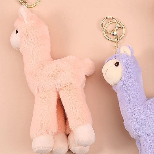 Adorable Alpaca Plush Keychain with a Long Neck - HalfPe