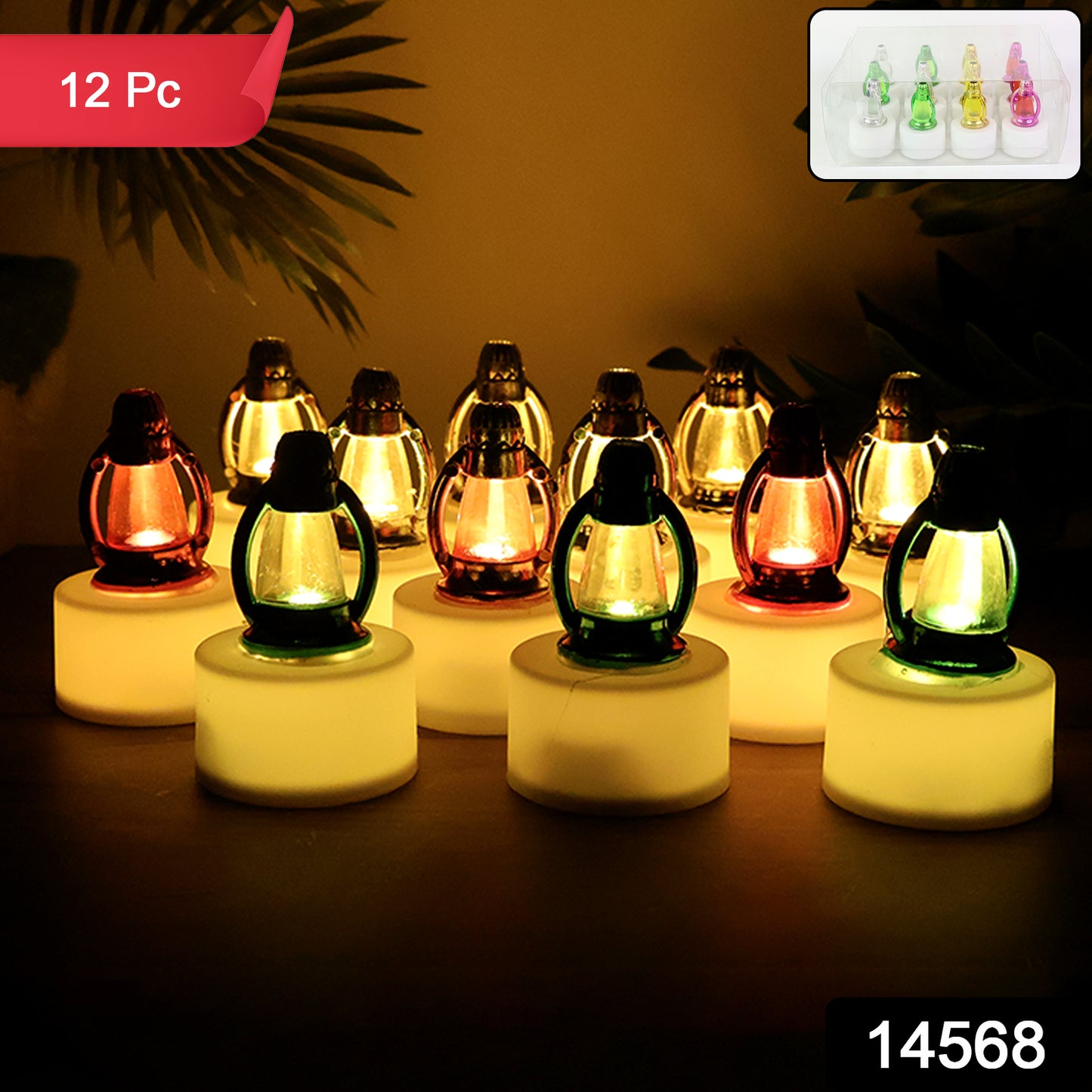 Decorative Candle Lamps with Multicolor Glow, Battery Operated Flameless Tealight for Festivals(12 Pc)