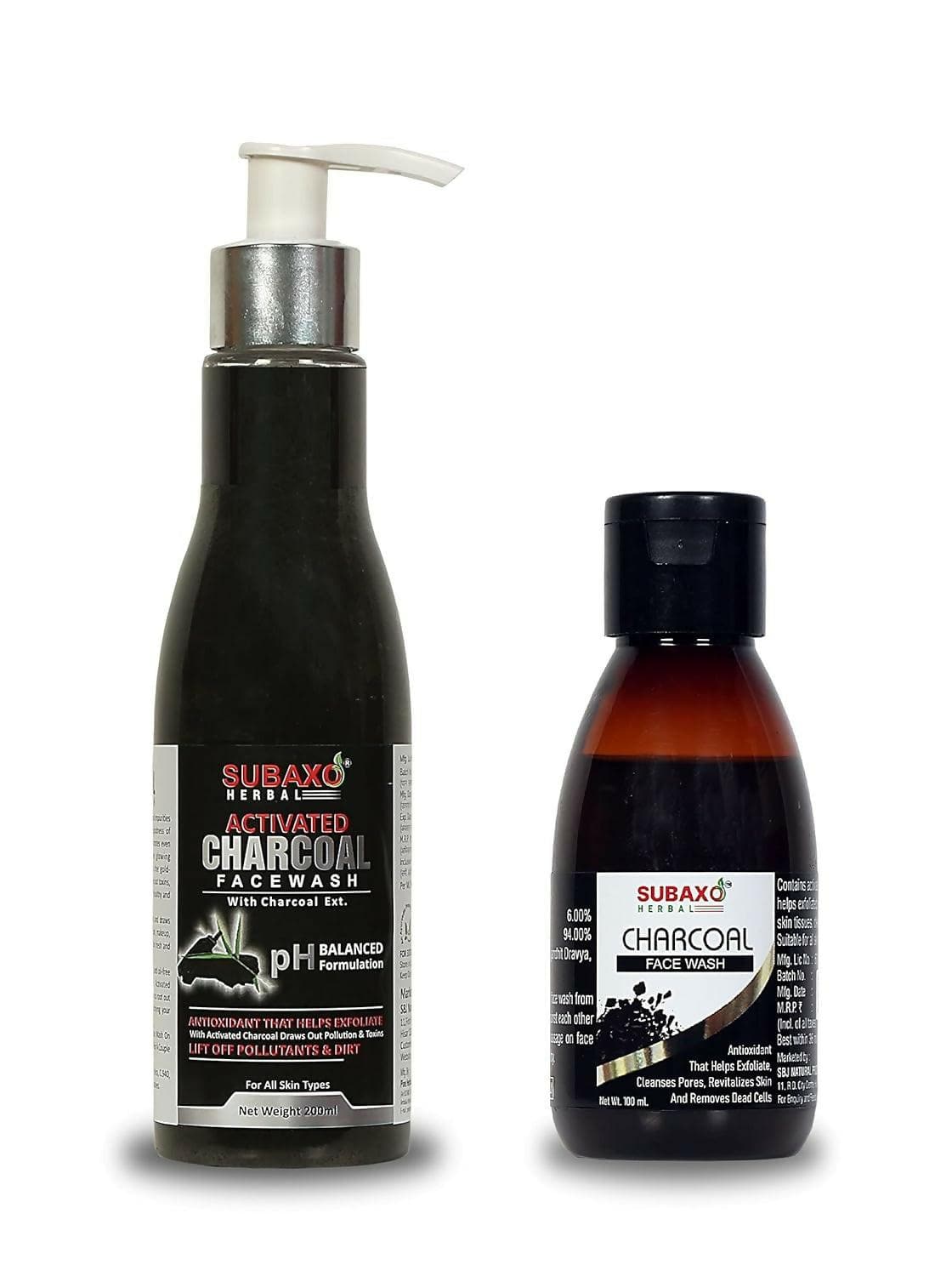 SUBAXO Charcoal Herbal Face Wash(100 ml) and Activated Charcoal Face Wash(200 ml) - HalfPe