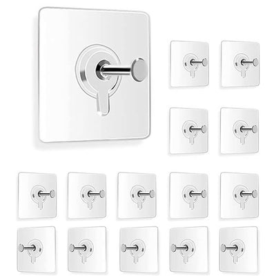 15 PCS Transparent Self-Adhesive Heavy-Duty Wall Hooks (No-Drill, Waterproof, Multi-Purpose)