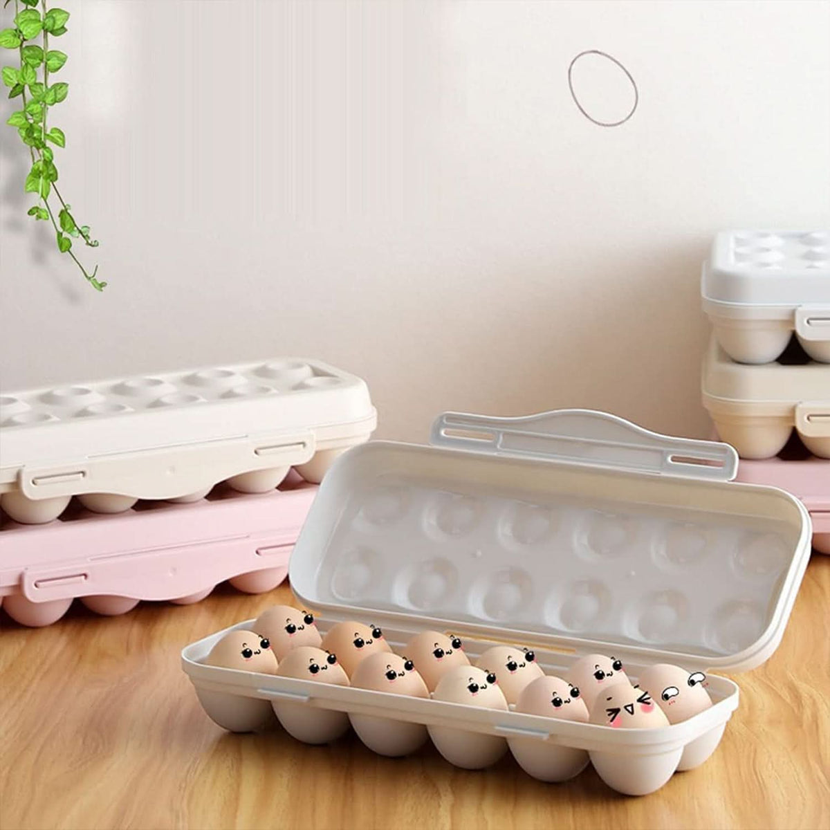 18 Grid Egg Holder with Lid Shock-Proof Egg Storage Box for Fridge & Camping HP DD