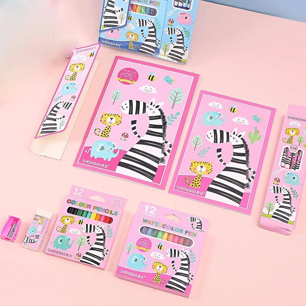 7 in 1 stationery combo set for all(PINK) - HalfPe