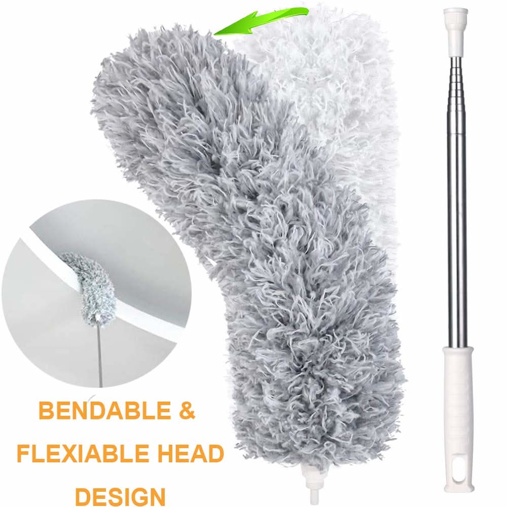 Microfiber Duster with 100-Inch Extendable Handle for High Ceiling & Furniture Cleaning